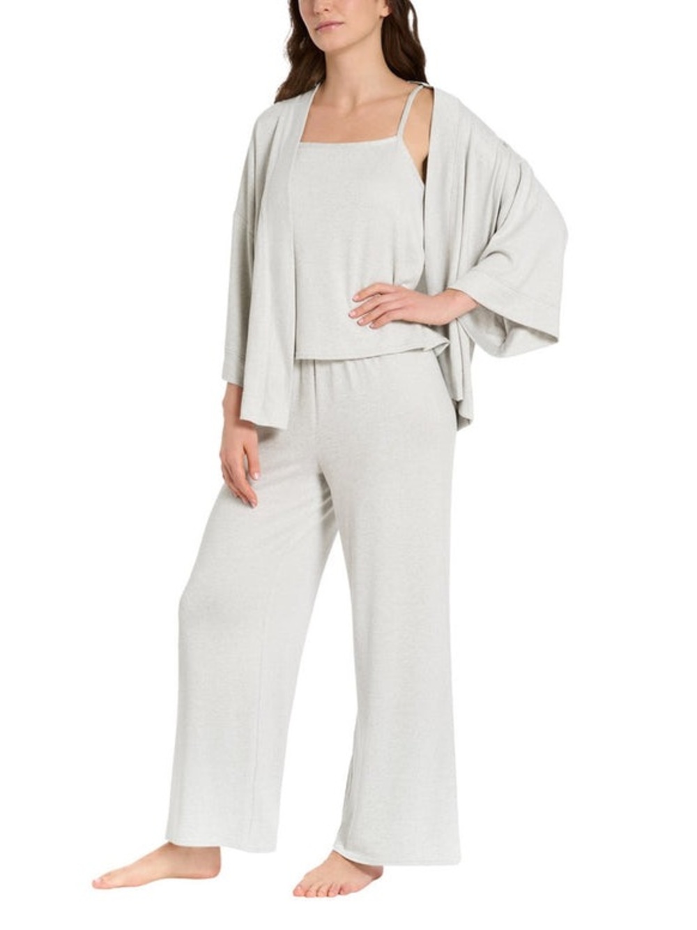 Lemon Women's Cozy Brushed Sleep Set, 3-piece (Loungewear - Tank, Pants & Kimono